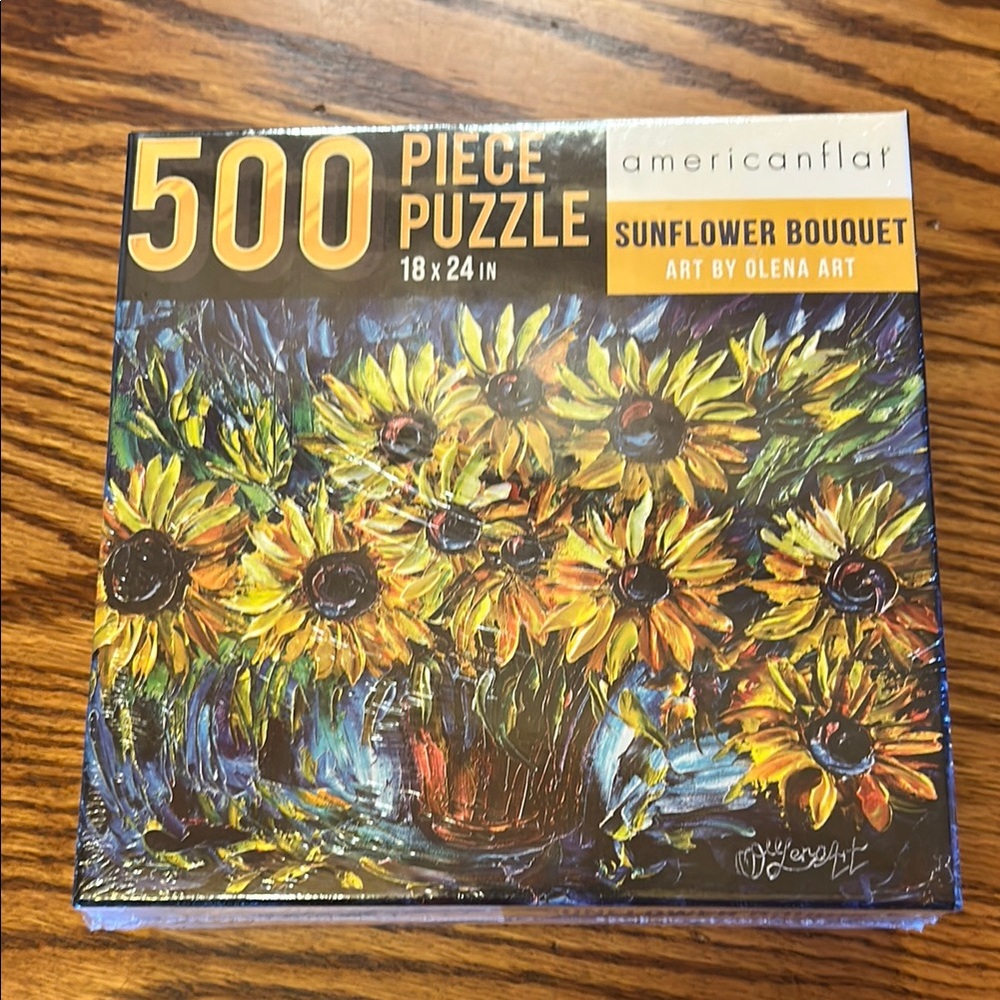 NWT Americanflat 500 Piece Sunflower Bouquet Puzzle by Olena Art